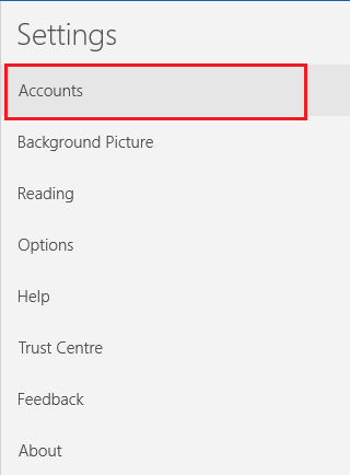 click the accounts option