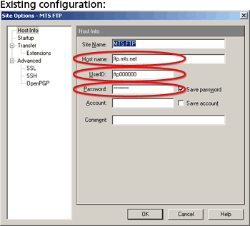 A screenshot of the Existing Configuration